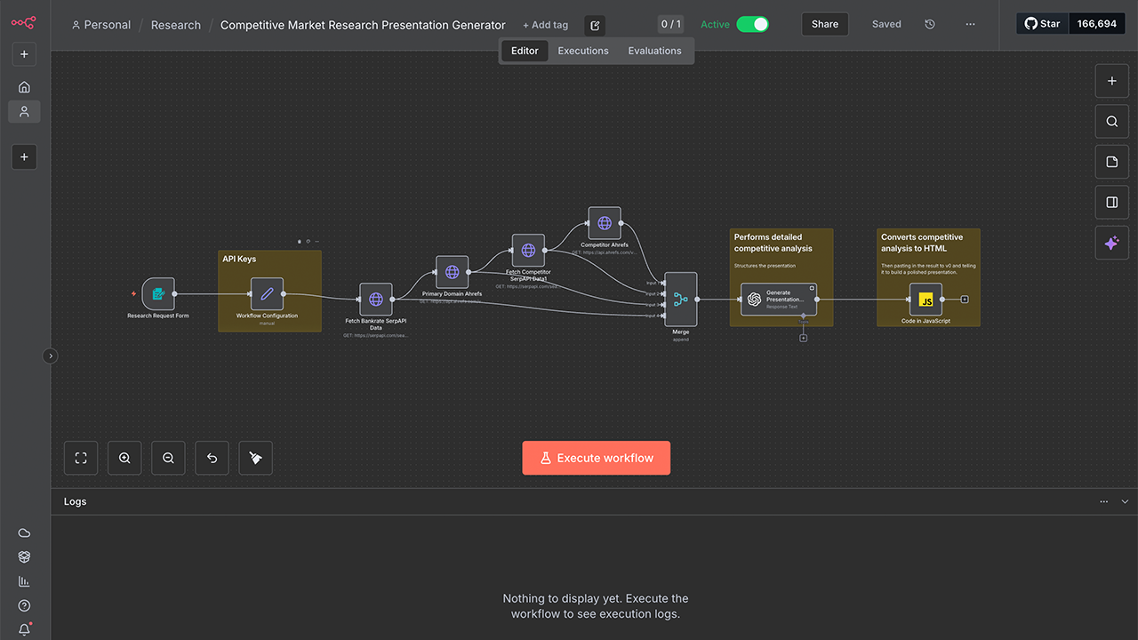 Competitive Research Presentation Prompt Generator interface